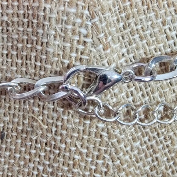 18" Designer Silver Tone Flat Link Chain Necklace, signed - Picture 4 of 7